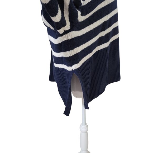 GAP Size S Navy Blue & White Striped Turtleneck Split Hem Sweater, Exc Used Cond - Picture 8 of 16